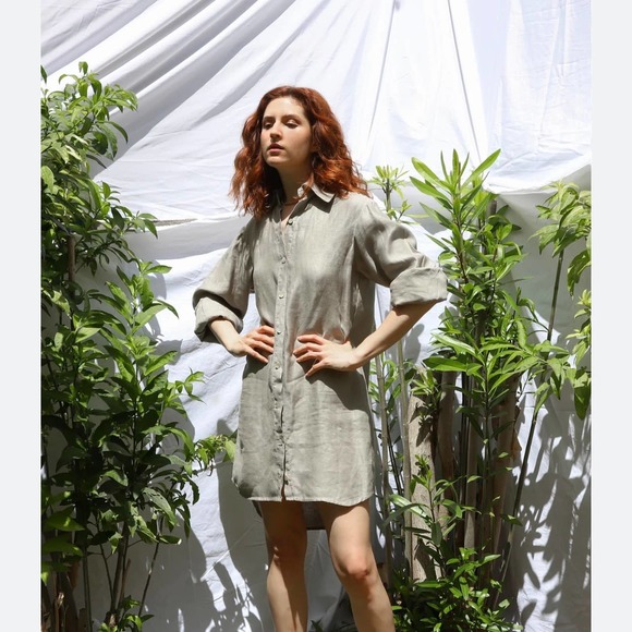 NWOT AURA Boho Rose Tunic Shirt Dress - Picture 3 of 13